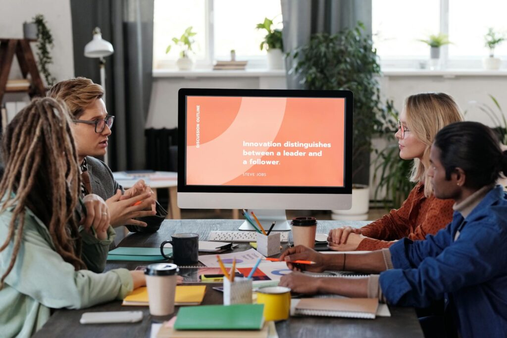 group of people having a meeting
